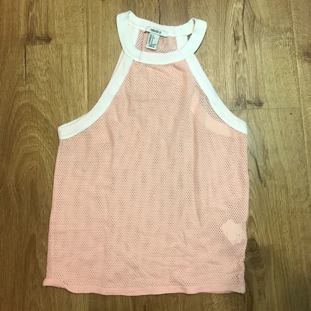 Baby pink Forever 21 mesh-style tank
